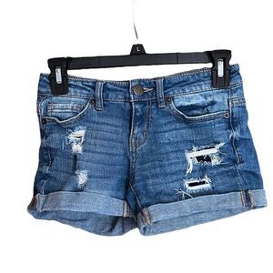 Aeropostale medium wash distressed jeans shorts junior size 000